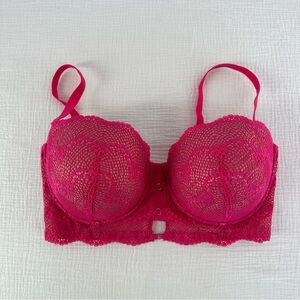 Adored by Adore Me Morgan Lace Push Up Bra Hot Pink 40DD Like New